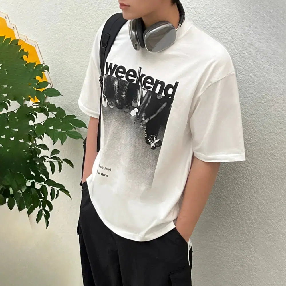 Round Neck Letter Printed T-shirt