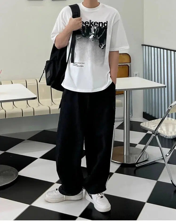 Round Neck Letter Printed T-shirt