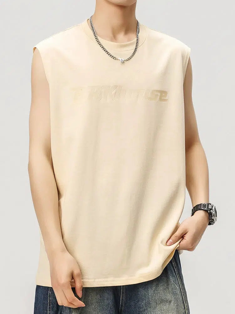 Round Neck Letter Printed Tank Top