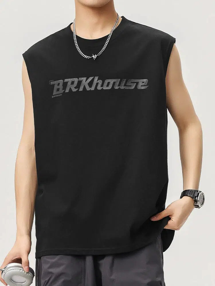 Round Neck Letter Printed Tank Top