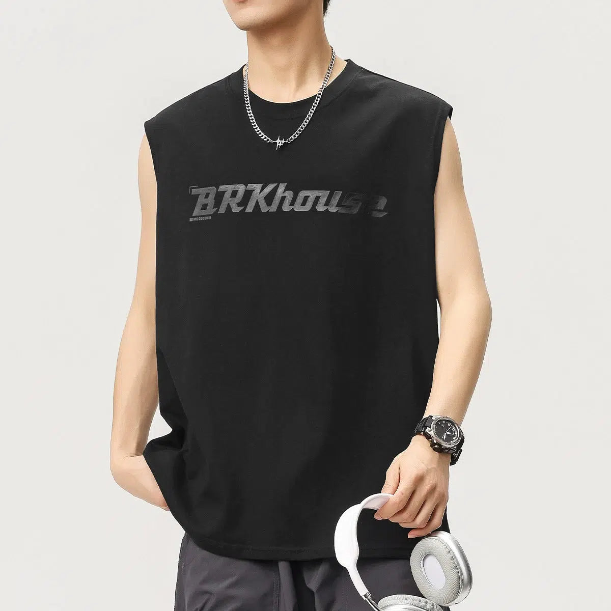 Round Neck Letter Printed Tank Top