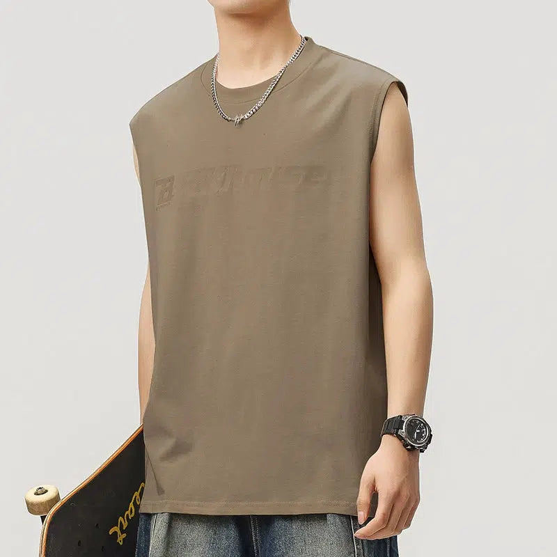 Round Neck Letter Printed Tank Top