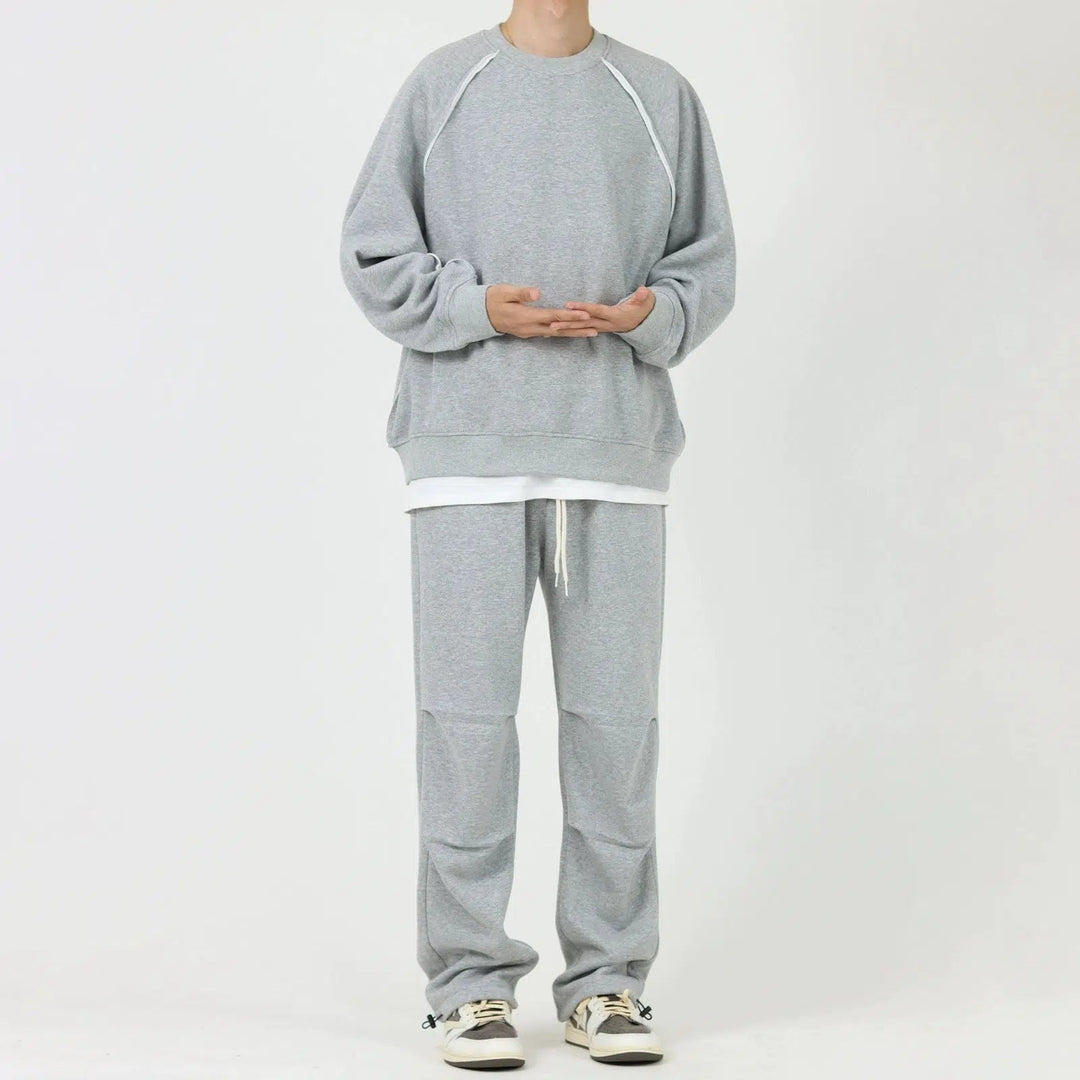 Round Neck Raw Edge Raglan Plus Velvet Sweatshirt