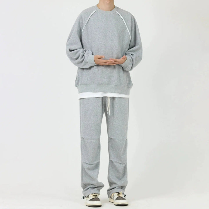 Round Neck Raw Edge Raglan Plus Velvet Sweatshirt