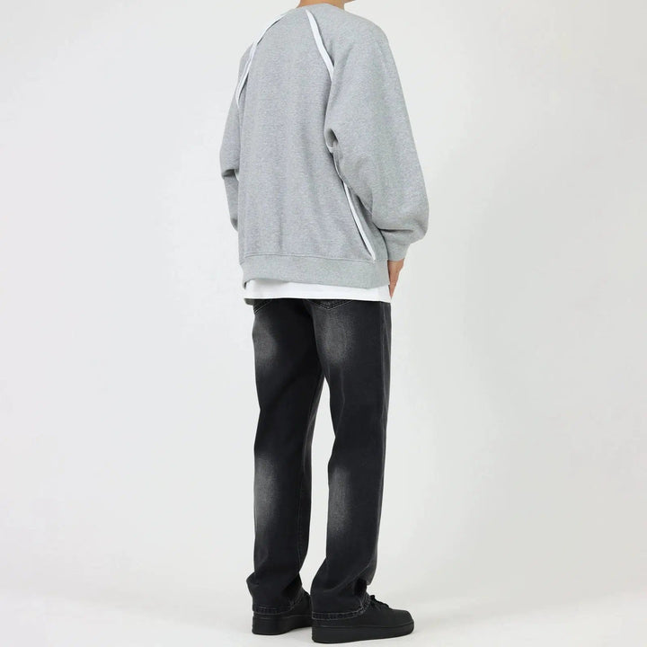 Round Neck Raw Edge Raglan Plus Velvet Sweatshirt