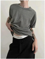 Round Neck Short-Sleeve Knitwear Top