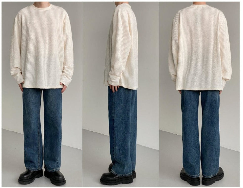 Round Neck Striped Long-sleeved T-shirt