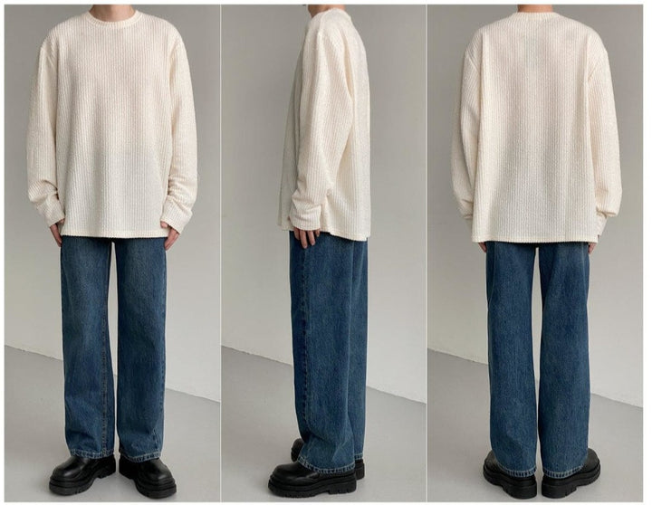 Round Neck Striped Long-sleeved T-shirt