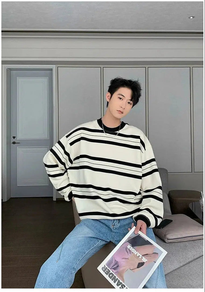 Round Neck Striped Pullover