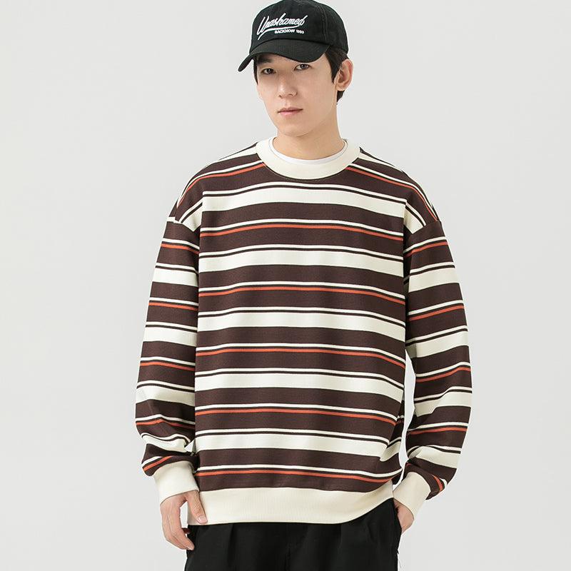 Round Neck Striped Sweatshirt