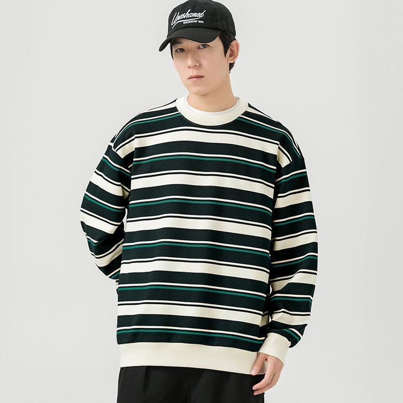 Round Neck Striped Sweatshirt