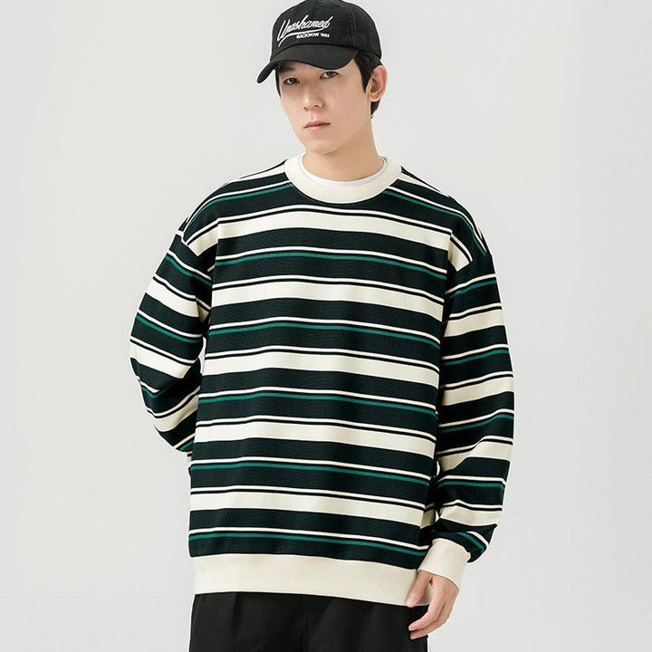 Round Neck Striped Sweatshirt