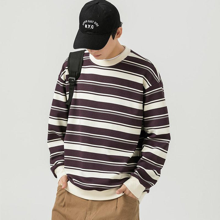 Round Neck Striped Sweatshirt