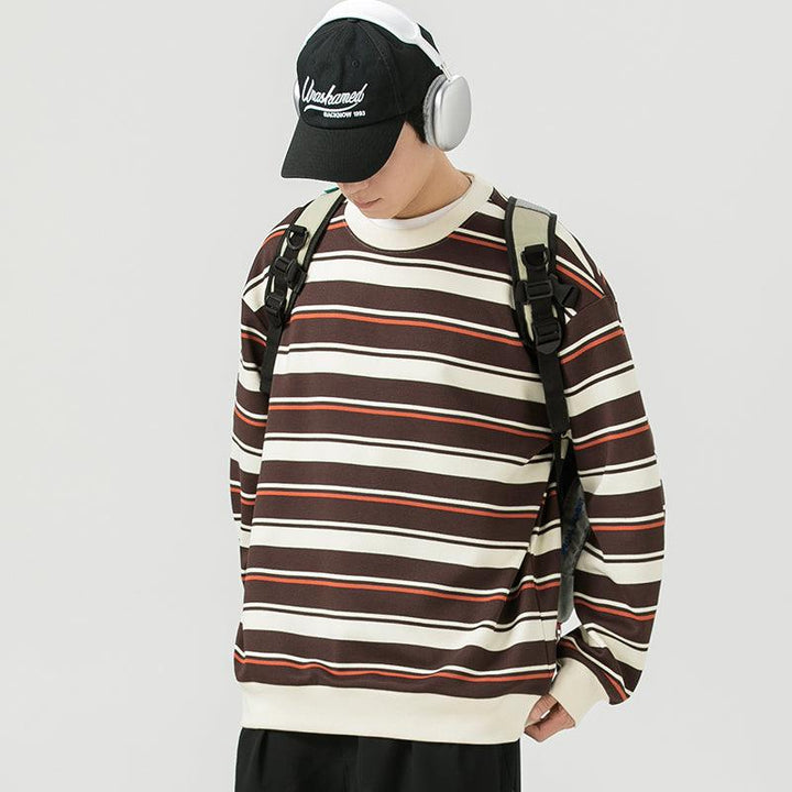 Round Neck Striped Sweatshirt