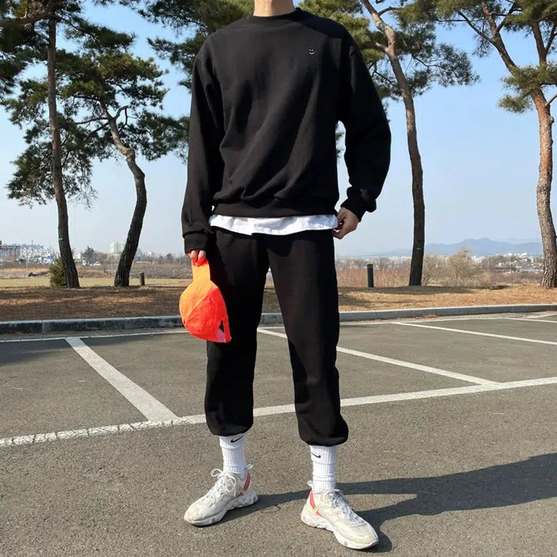 Round Neck Sweatshirt & Sweatpants Suit
