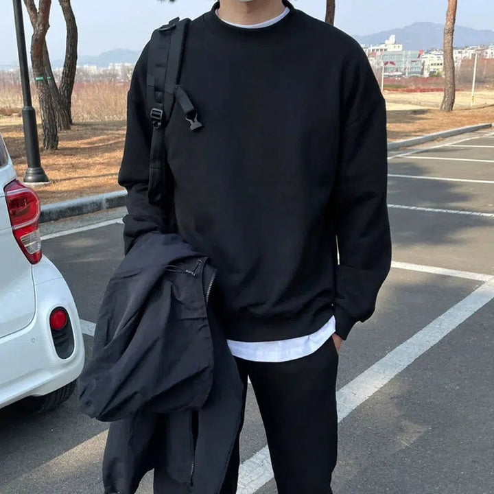 Round Neck Sweatshirt & Sweatpants Suit