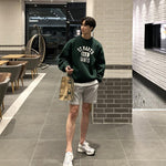 Round Neck Velvet Oversized Printed Pullover