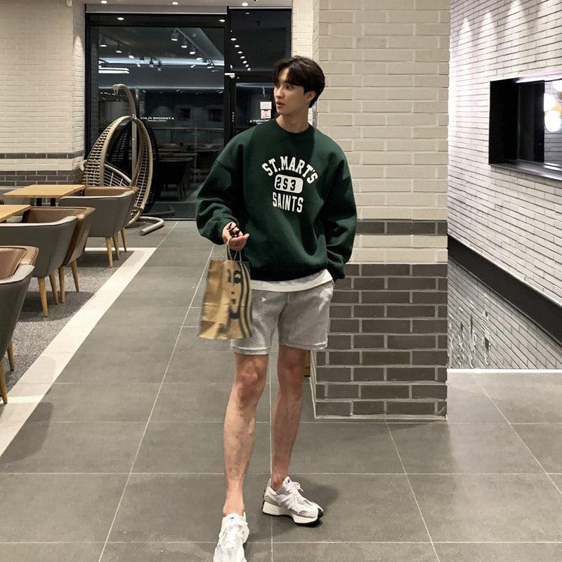 Round Neck Velvet Oversized Printed Pullover