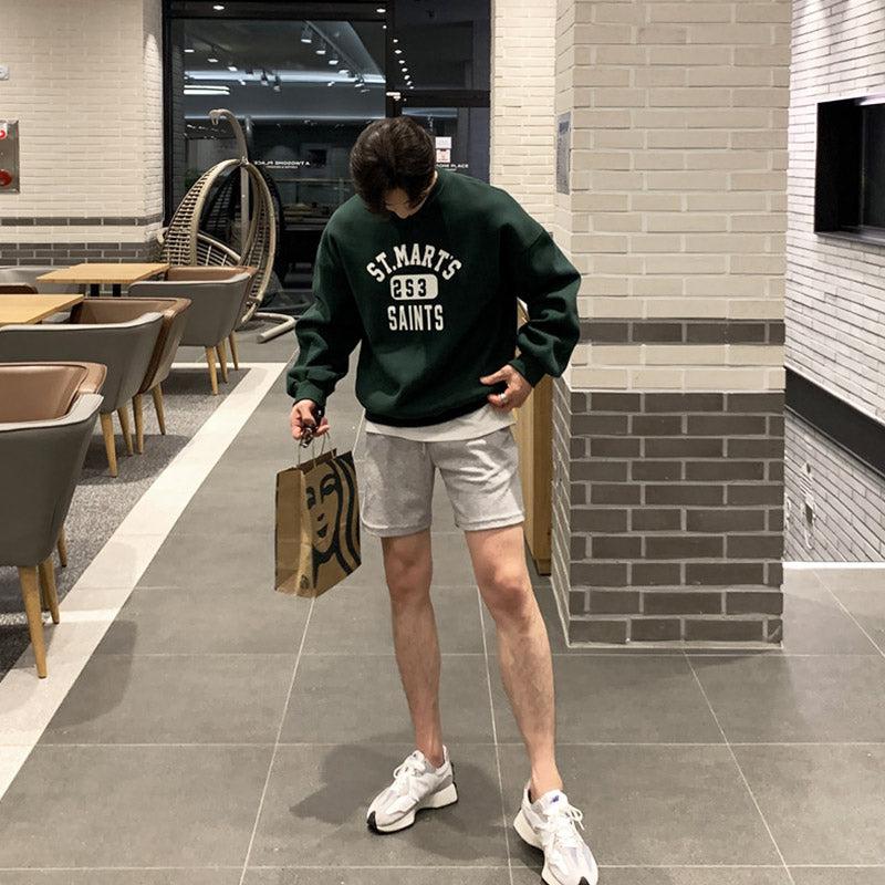 Round Neck Velvet Oversized Printed Pullover