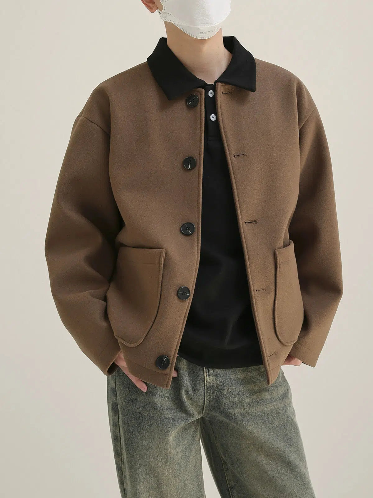 Round Neck Woolen Jacket