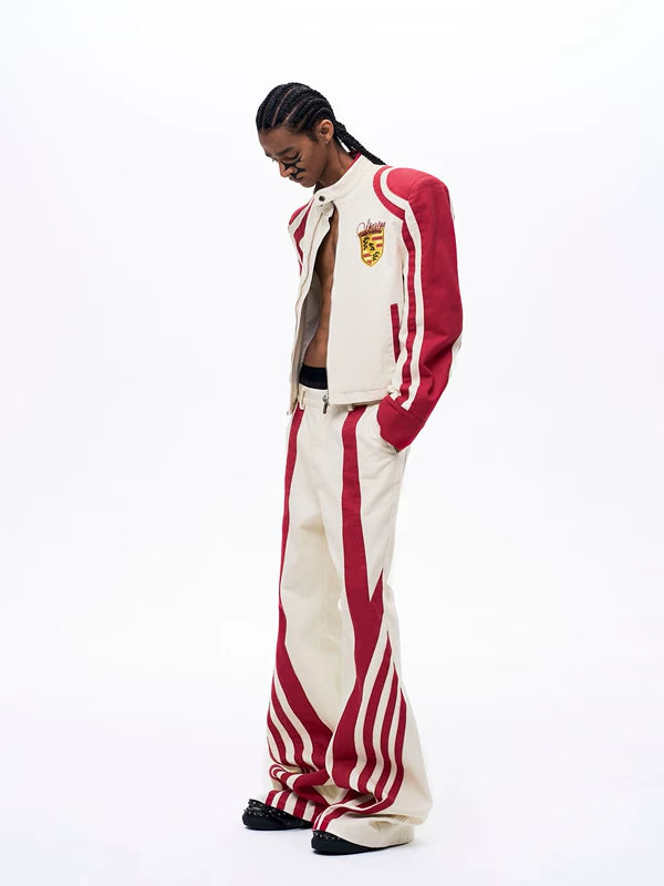 Embroidered Badge Oversized Motorcycle Jacket 4