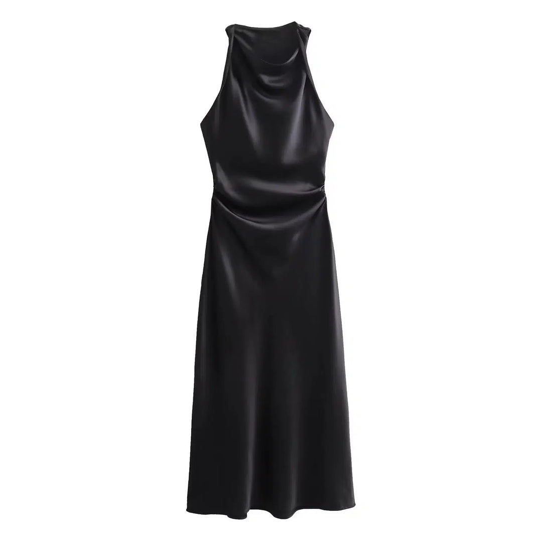 Satin Sleeveless Midi Sundress