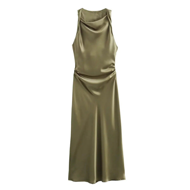 Satin Sleeveless Midi Sundress