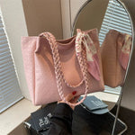 Scarf Accent Braided Handle Tote Bag