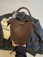 Scarf Accent Bucket Shaped Handbag