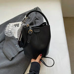 Scarf Accent Bucket Shaped Handbag