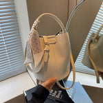 Scarf Accent Bucket Shaped Handbag