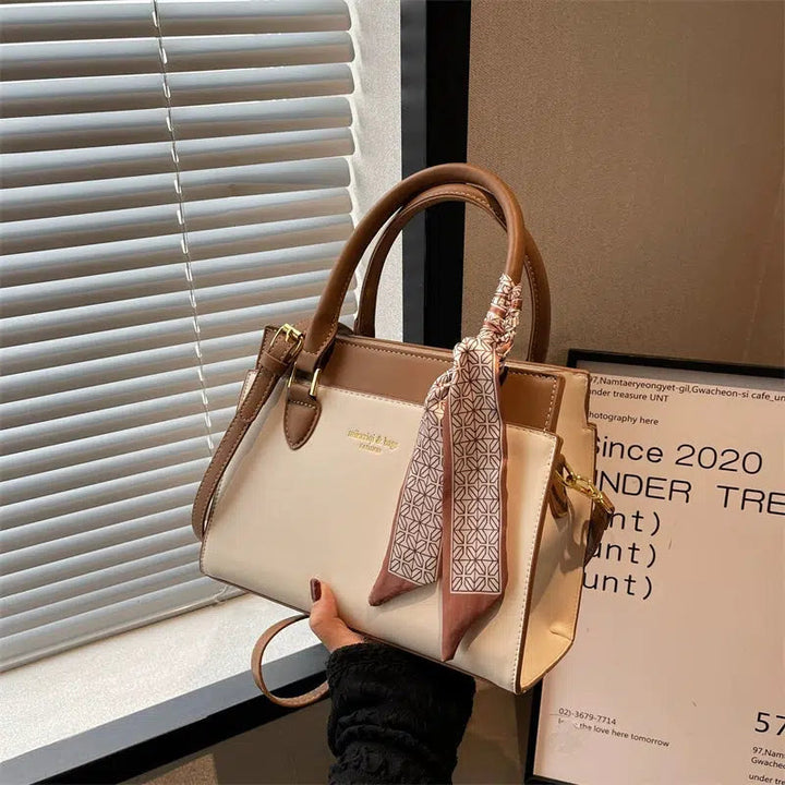 Scarf Accent Handle Shoulder Bag
