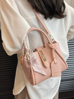 Scarf Accent Leather Bucket Bag