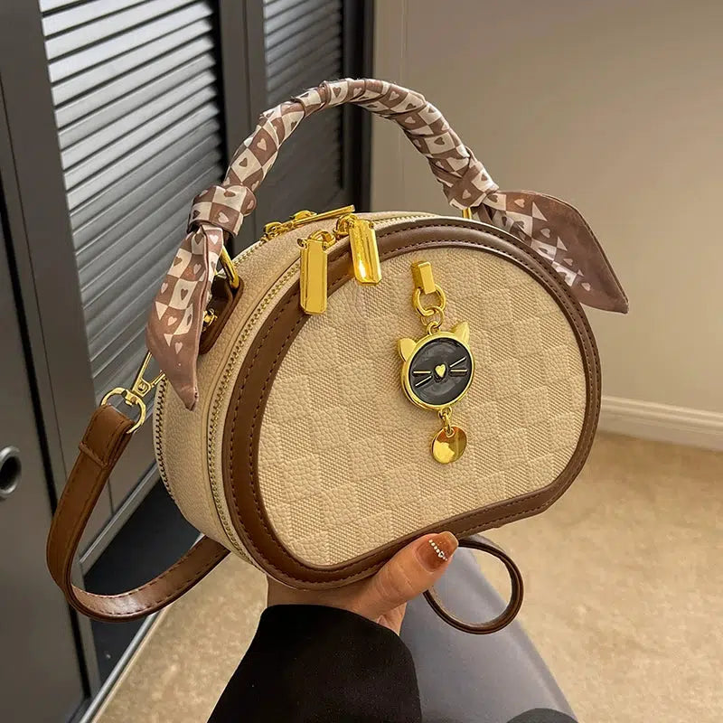 Scarf Accent Oval Handbag