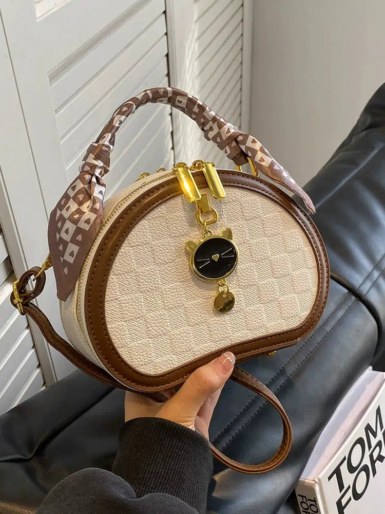 Scarf Accent Oval Handbag