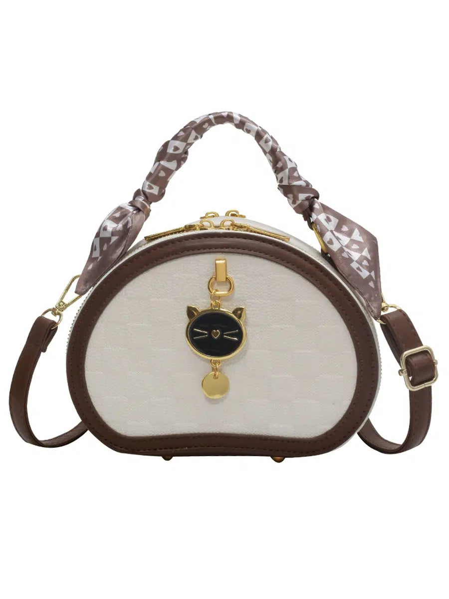 Scarf Accent Oval Handbag