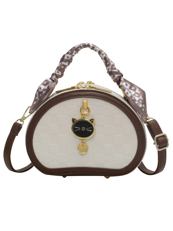Scarf Accent Oval Handbag