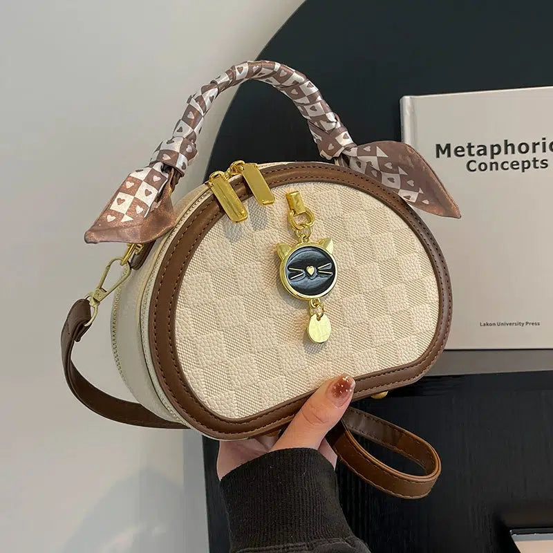 Scarf Accent Oval Handbag