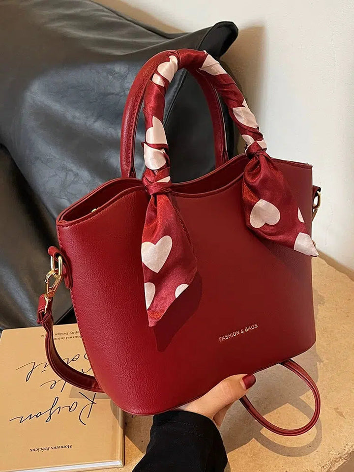 Scarf Accents Bucket Shaped Handbag