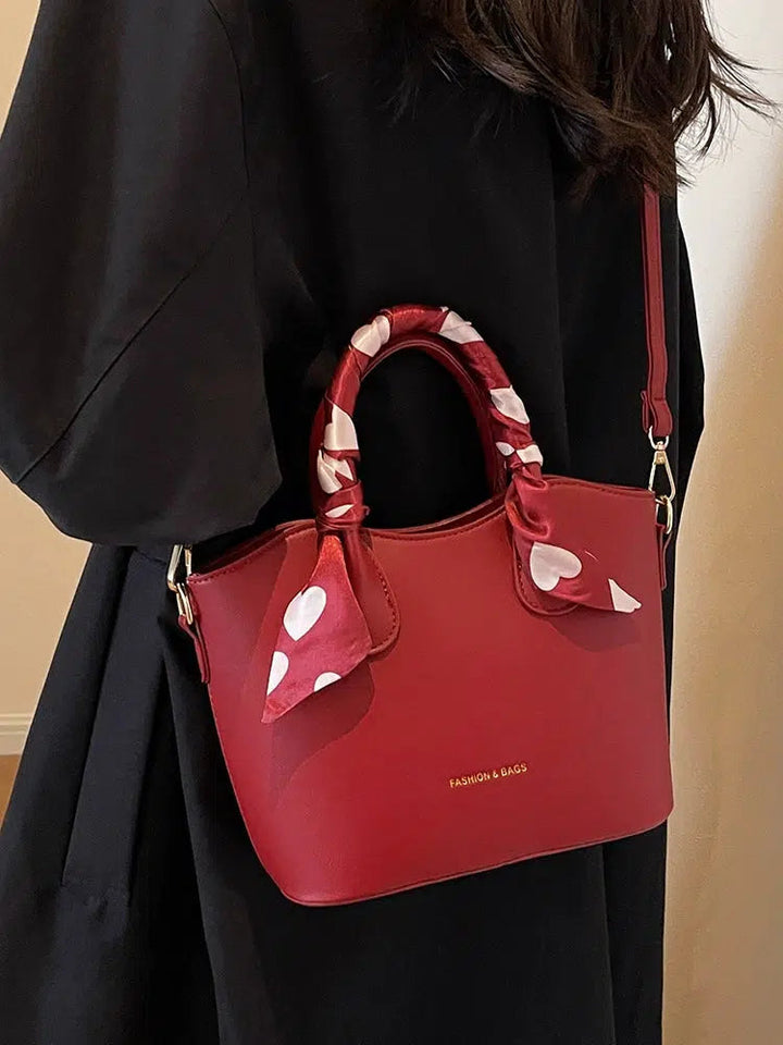 Scarf Accents Bucket Shaped Handbag