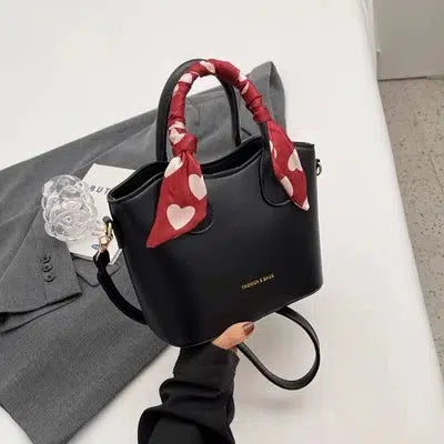 Scarf Accents Bucket Shaped Handbag