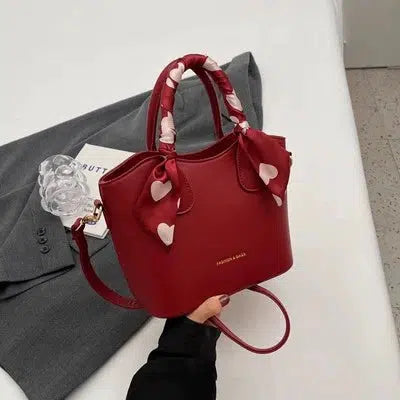 Scarf Accents Bucket Shaped Handbag