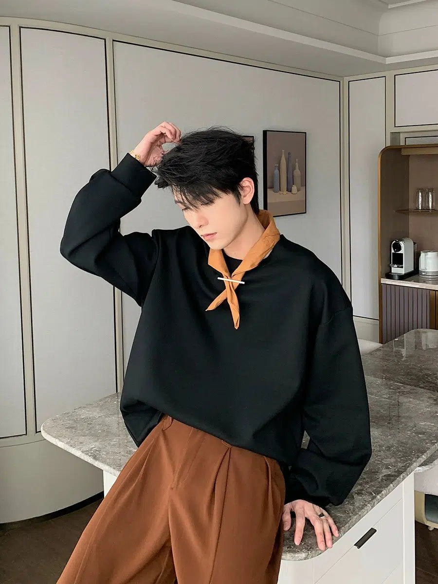 Scarf Accessory Crew Neck Pullover