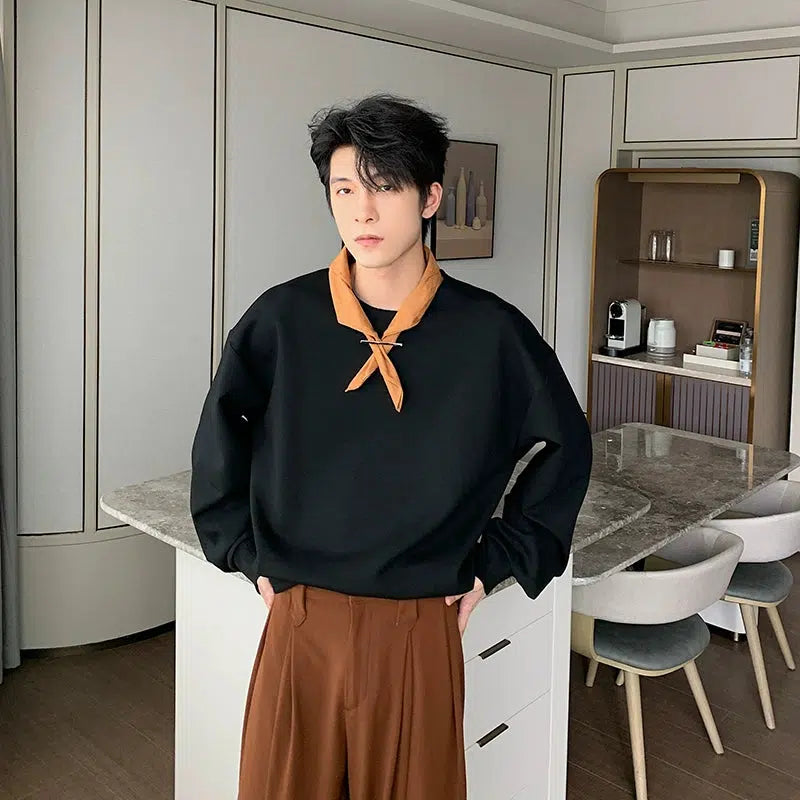 Scarf Accessory Crew Neck Pullover