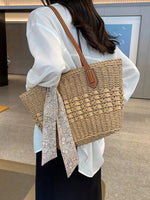Scarf Handwoven Straw Tote Bag