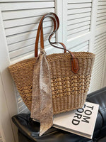 Scarf Handwoven Straw Tote Bag