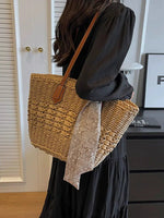 Scarf Handwoven Straw Tote Bag