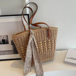 Scarf Handwoven Straw Tote Bag