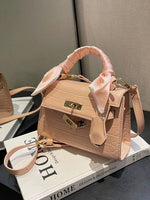 Scarf Strap Crocodile Leather Handbag