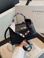 Scarf Strap Crocodile Leather Handbag